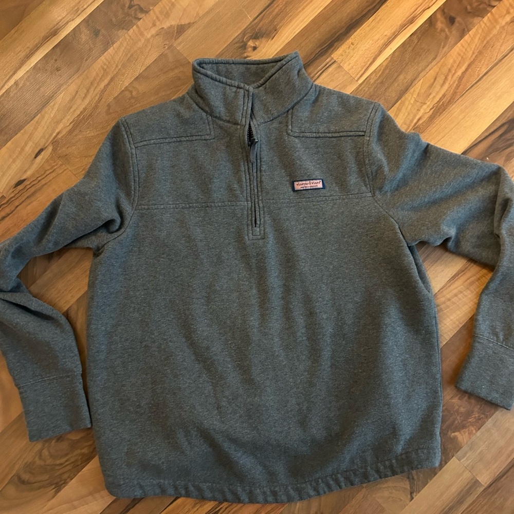 Vineyard Vines Sweater Mens Medium Dark Gray Quarter Zip Preppy Shep Shirt